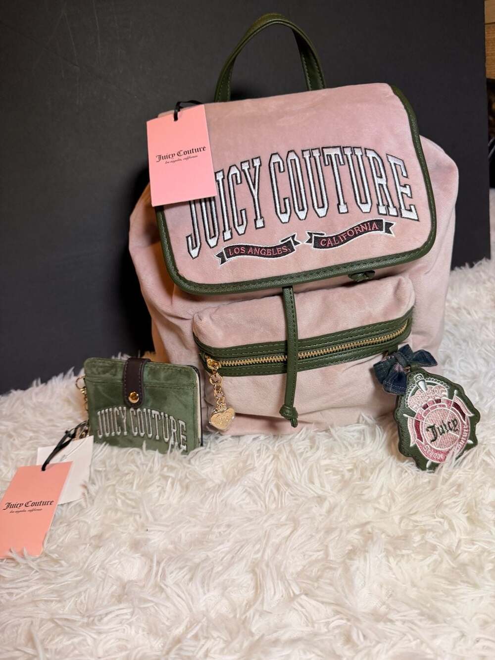 Juicy Couture Dusty Blush Couture University Backpack and Card Wallet Set